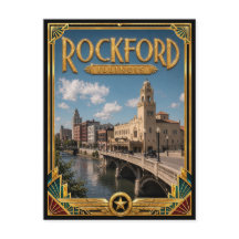 Rockford Illinois Vintage Art Deco Gouden Tijdperk