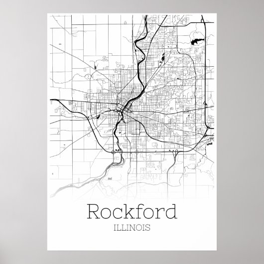 Rockford Map - Illinois - City Map Poster (Voorkant)