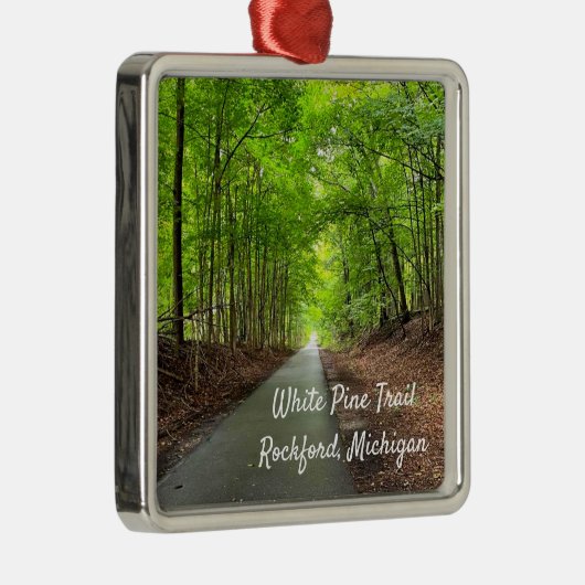 Rockford Michigan White Pine Walking Trail Metalen Ornament (Rechts)