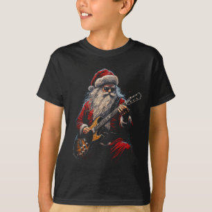Rockgitaar Kerstman speelt gitaar - Grappige kerst T-shirt