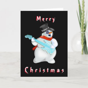 Rockgitarist Sneeuwman Kerstkaart Kaart