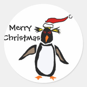 Rockhopper Penguin Kerstkunst Ronde Sticker
