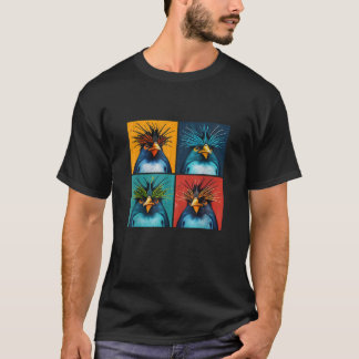 Rockhopper Penguin Pop Art Design Illustration Col T-shirt