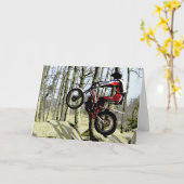 Rockhopping trials rijder verjaardag kaart (Gele Bloem)