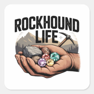 Rockhound Leven Rockhounding & Kristal Tumbling Vierkante Sticker