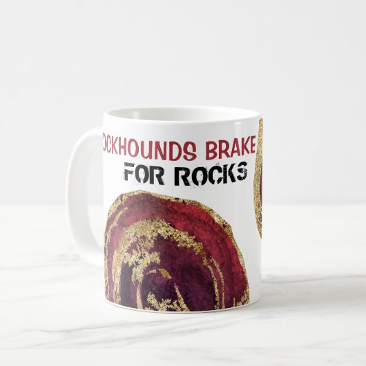 *~* ROCKHOUNDS BRAKE VOOR ROCKS Agaat Gold Glitter Koffiemok (Voorkant links)