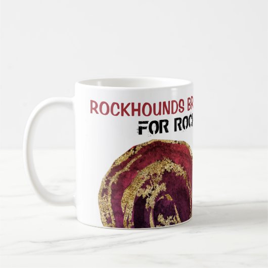 *~* ROCKHOUNDS BRAKE VOOR ROCKS Agaat Gold Glitter Koffiemok (Links)