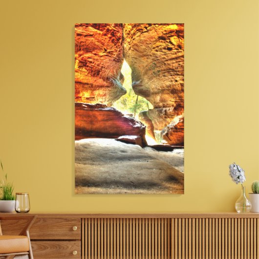 Rockhouse, Hocking Hills, Ohio Canvas Afdruk (Insitu (Woonkamer))