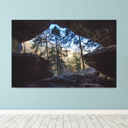 Rockhouse, Hocking Hills State Park, Ohio Canvas Afdruk (Insitu (Houten vloer))