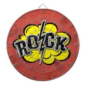 Rockillustratie met komische stijl dartbord