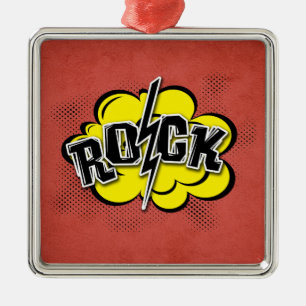 Rockillustratie met komische stijl metalen ornament