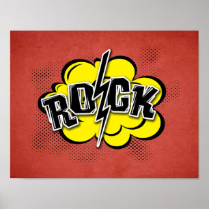 Rockillustratie met komische stijl poster