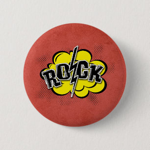 Rockillustratie met komische stijl ronde button 5,7 cm