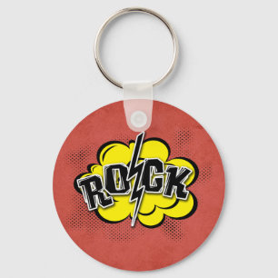 Rockillustratie met komische stijl sleutelhanger