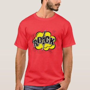 Rockillustratie met komische stijl t-shirt