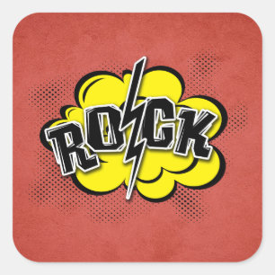 Rockillustratie met komische stijl vierkante sticker