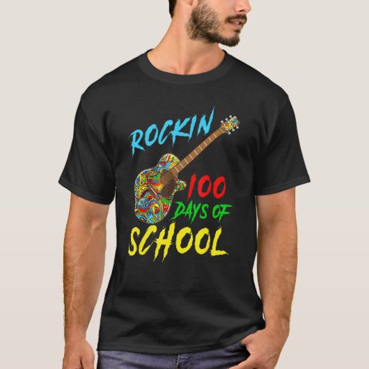 Rockin 100 dagen leraar school Rock Boys T-shirt (Voorkant)