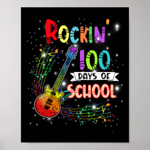 Rockin '100 dagen schoolgitaar student muziek te poster