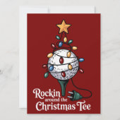 Rockin Around The Christmas T-shirt Funny Golf Ker Feestdagenkaart (Voorkant)