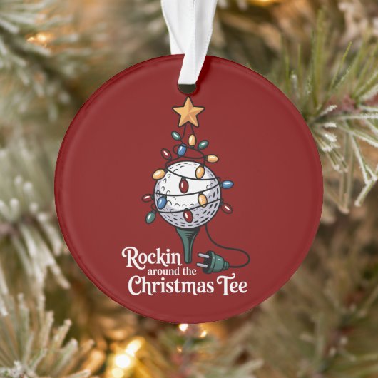 Rockin Around The Christmas Tee Funny Golf Xmas Ornament (Boom)