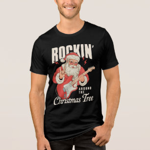 Rockin 'Around The Christmas Tree Rock Music Kerst Tri-Blend Shirt