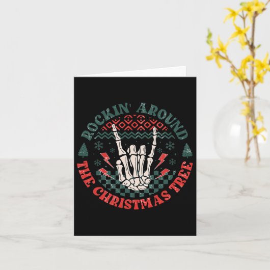 Rockin Around The Christmas Tree Ugly Heavy Metal  Kaart (Gele Bloem)