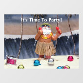Rockin' Beach Party Santa Window Cling Raamsticker (Vel)