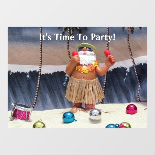 Rockin' Beach Party Santa Window Cling Raamsticker (Vel)