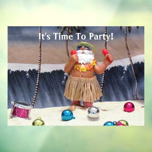 Rockin' Beach Party Santa Window Cling Raamsticker (Vel 3)