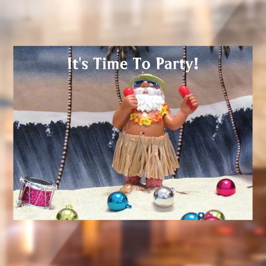 Rockin' Beach Party Santa Window Cling Raamsticker (Vel 2)
