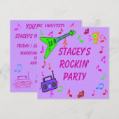 Rockin' Birthday Invite Kaart (Voorkant / Achterkant)