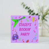 Rockin' Birthday Invite Kaart (Staand voorkant)