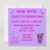 Rockin' Birthday Invite Kaart (Achterkant)