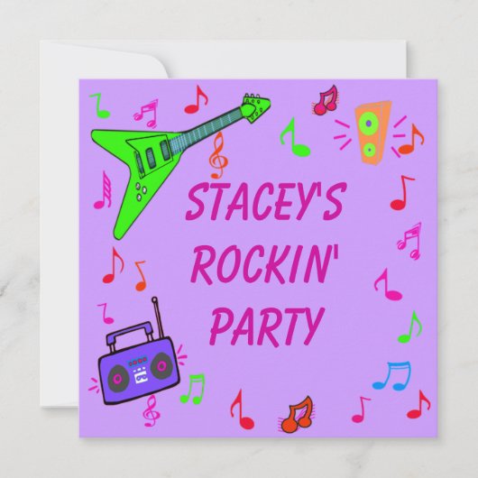 Rockin' Birthday Invite Kaart (Voorkant)