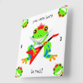 Rockin-boomkikkers met rode gitaren vierkante klok (Hoek)