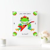 Rockin-boomkikkers met rode gitaren vierkante klok (Huis)