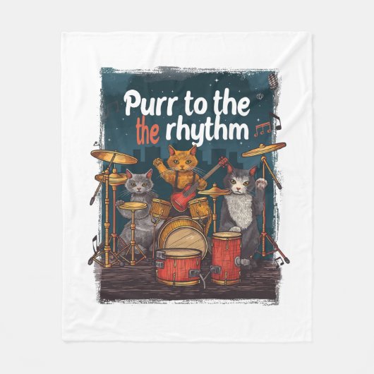 Rockin' Cat Band Fleece Deken (Voorkant)