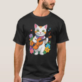 Rockin Cat beroemd gemaakt door Guitar Feline Rock T-shirt (Voorkant)