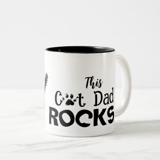 Rockin' Cat Dad Mug Tweekleurige Koffiemok (Voorkant rechts)