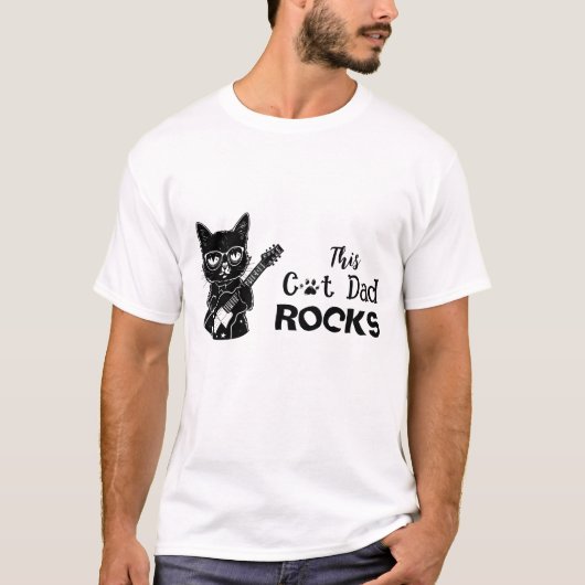 Rockin' Cat Dad T-Shirt (Voorkant)