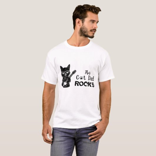 Rockin' Cat Dad T-Shirt (Voorkant volledig)