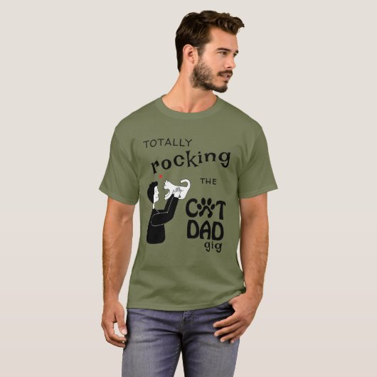 Rockin' Cat Dad T-shirt (Voorkant volledig)
