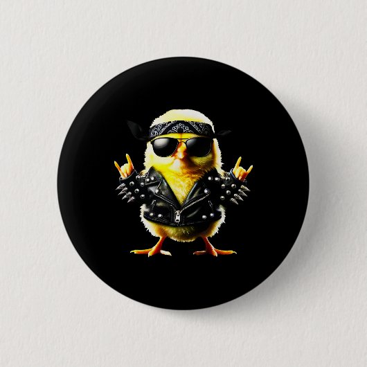 Rockin' Chick Biker Pasen Ronde Button 5,7 Cm (Voorkant)