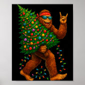 Rockin Christmas Bigfoot Carrying Tree Fun Xmas Ro Poster (Voorkant)