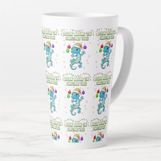 Rockin’ Christmas Gecko – Cute Holiday Lizard Deco Latte Mok (Rechterhoek)