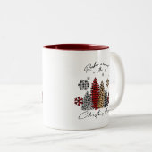 Rockin’ Christmas Mug – Plaid & Leopard Trees Tweekleurige Koffiemok (Voorkant rechts)