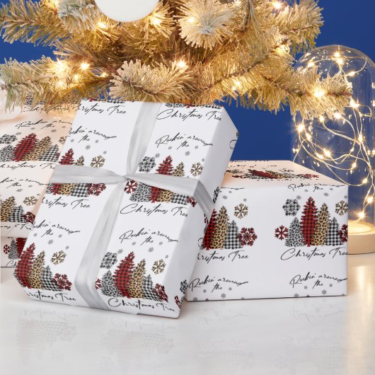 Rockin’ Christmas Plaid Leopard Print Trees Cadeaupapier (Feestdagen)