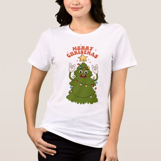 Rockin' Christmas Tree - Een feestelijke vakantiej Tri-Blend Shirt (Voorkant)