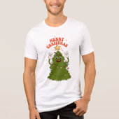 Rockin' Christmas Tree - Een feestelijke vakantiej Tri-Blend Shirt (Voorkant)