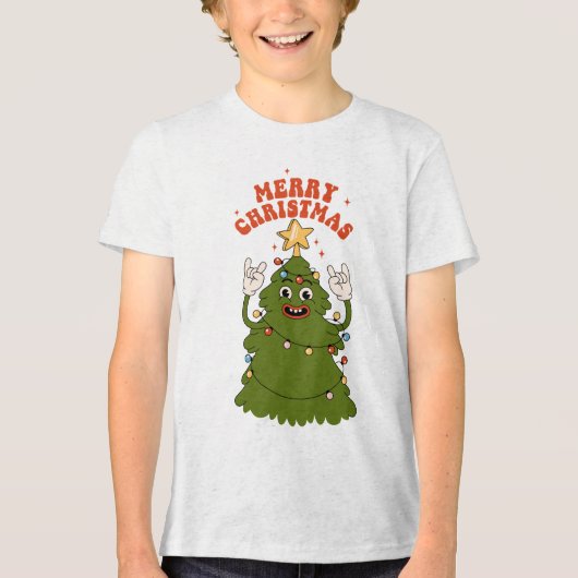 Rockin' Christmas Tree - Een feestelijke vakantiej Tri-Blend Shirt (Voorkant)